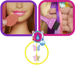 Barbie Totally Hair HMD78 - Tête à Coiffer Deluxe Blonde Arc-en-Ciel avec 22 Accessoires