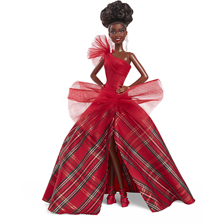 Barbie Joyeux Noël brune en robe signature – HRM62
