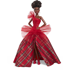 Barbie Joyeux Noël brune en robe signature – HRM62