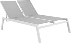 Bain de soleil double Lisboa Naterial, Aluminium et textilène blanc