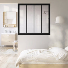 Verrière Intérieure 4 Carreaux Noir Satiné 105 x 109 cm – Style Atelier Industriel