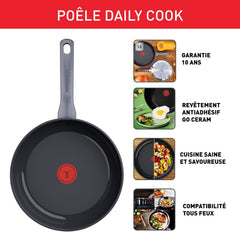 Tefal Duetto On G766S334 - Set 3 Poêles Inox 20/24/28 cm Antiadhésives Induction