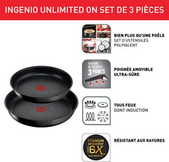 Tefal Ingenio L7649343 - Set Poêles 22 & 26 cm + Poignée Amovible