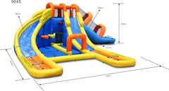 Happy Hop Mini Water Park 9045 - Château Gonflable Aquatique avec Toboggan et Souffleur Inclus