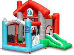 Happy Hop 9315 Action Air Happy House - Aire de Jeu Gonflable avec Toboggan et Souffleur Inclus