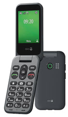 Doro Leva E20 Graphite - Téléphone Portable à Clapet 4G Senior avec Touche SOS