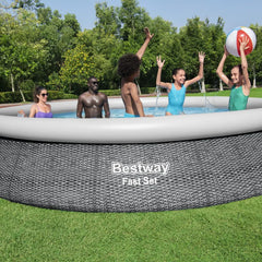Piscine gonflable ronde + filtre Bestway Fast Set 457 x 84 cm effet rotin