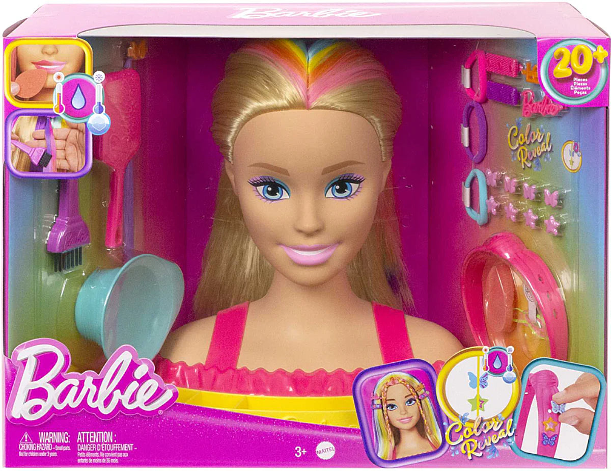 Barbie Totally Hair HMD78 - Tête à Coiffer Deluxe Blonde Arc-en-Ciel avec 22 Accessoires