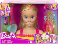 Barbie Totally Hair HMD78 - Tête à Coiffer Deluxe Blonde Arc-en-Ciel avec 22 Accessoires