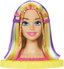 Barbie Totally Hair HMD78 - Tête à Coiffer Deluxe Blonde Arc-en-Ciel avec 22 Accessoires