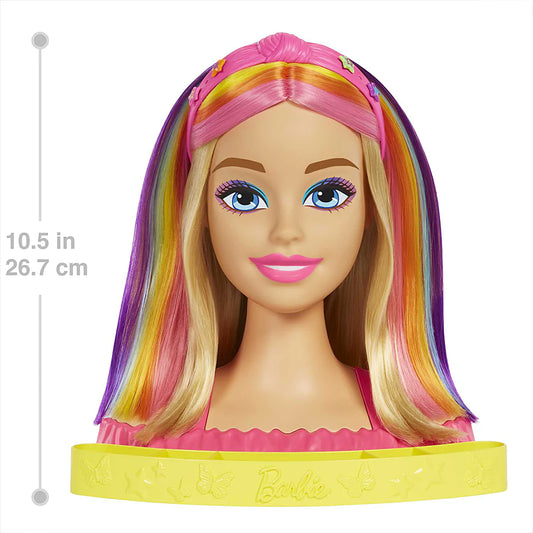 Barbie Totally Hair HMD78 - Tête à Coiffer Deluxe Blonde Arc-en-Ciel avec 22 Accessoires