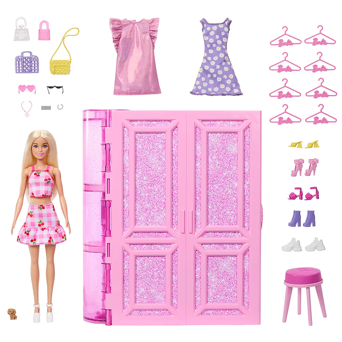 Barbie Dream Closet HXD58 - Dressing avec Poupée et Plus de 25 Vêtements et Accessoires
