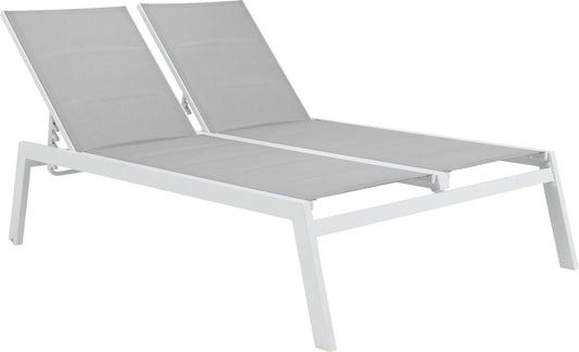 Bain de soleil double Lisboa Naterial, Aluminium et textilène blanc
