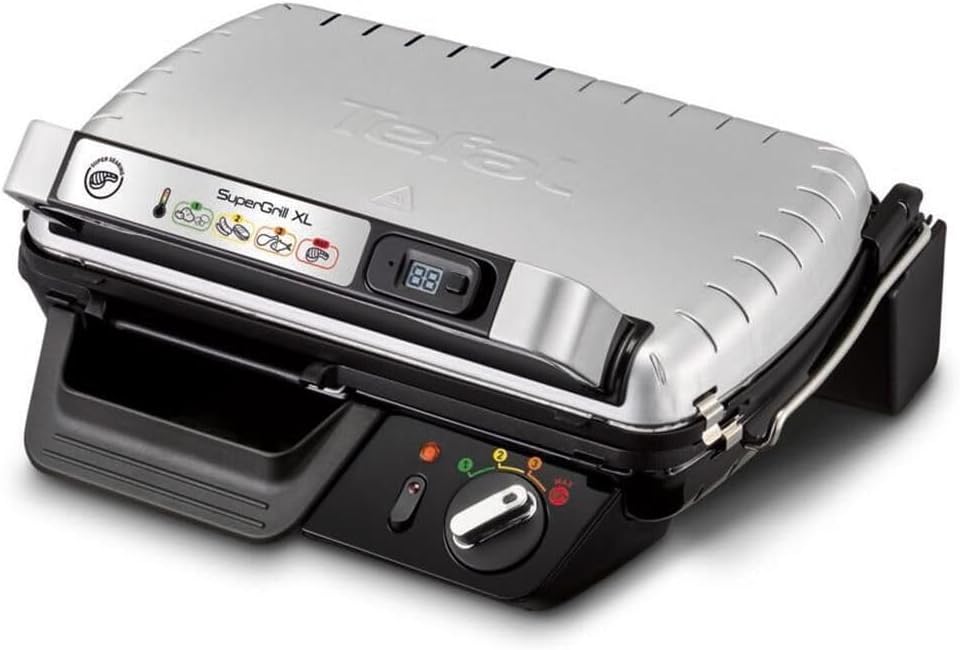 Tefal SuperGrill XL GC461B - Grill Électrique 2400W Noir Métallique