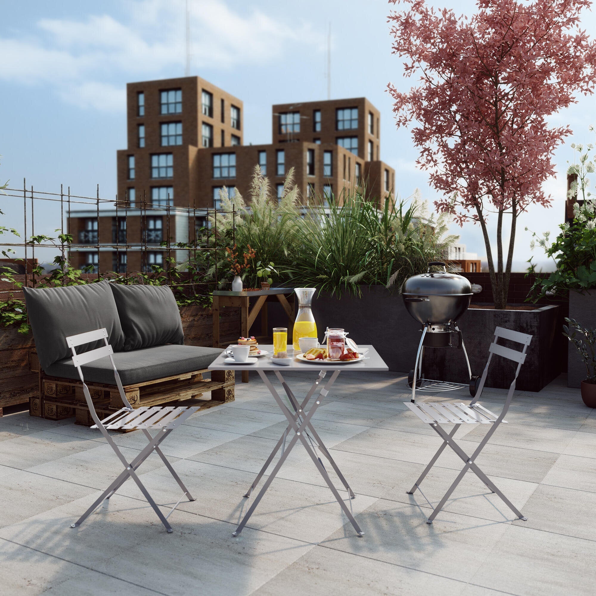 Chaise de jardin Flora en acier gris