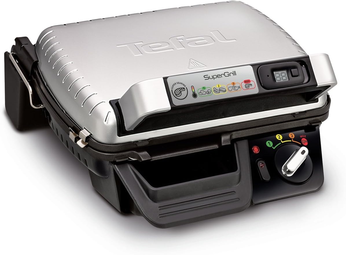 Tefal SuperGrill XL GC461B - Grill Électrique 2400W Noir Métallique