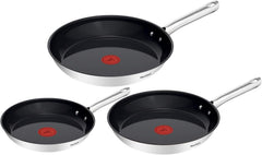 Tefal Duetto On G766S334 - Set 3 Poêles Inox 20/24/28 cm Antiadhésives Induction