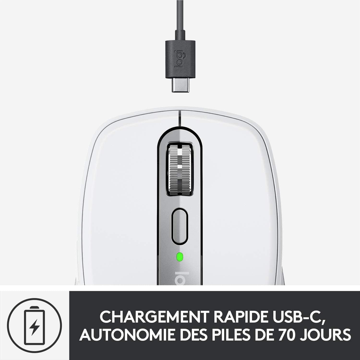 Logitech MX Anywhere 3S Blanc - Souris Sans Fil Bluetooth 8000 DPI Haute Précision