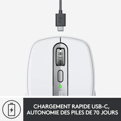 Logitech MX Anywhere 3S Blanc - Souris Sans Fil Bluetooth 8000 DPI Haute Précision