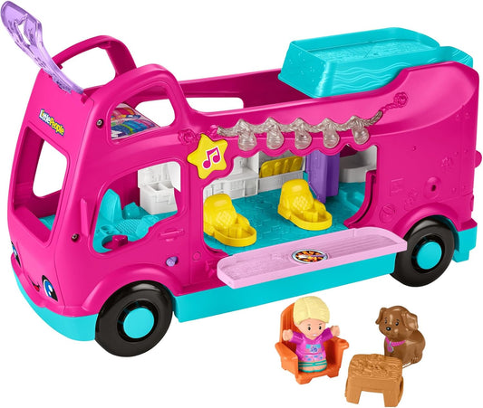 Fisher-Price Coffret Little People Barbie Camping-Car Transformable avec lumières Musicales et 2 Figurines HYR86