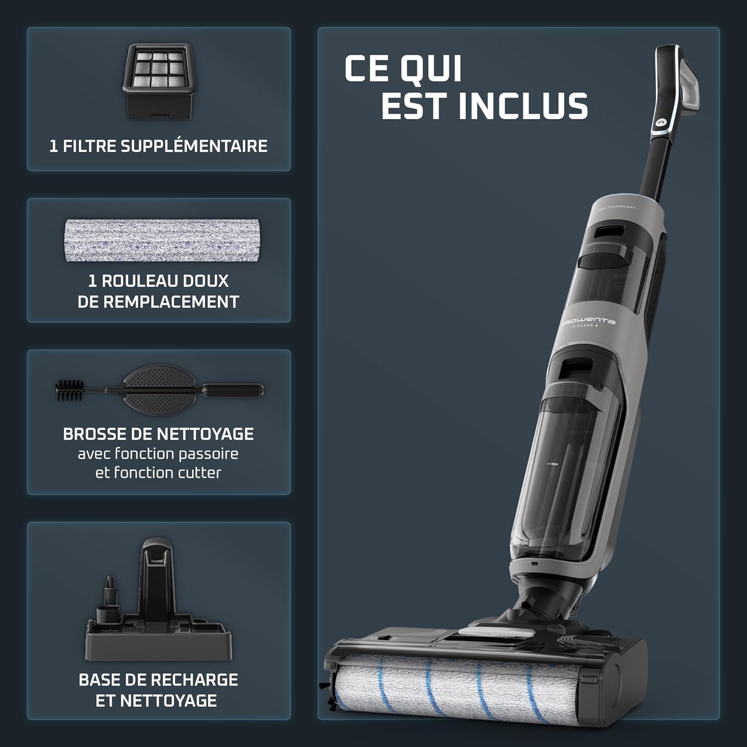 Rowenta X-Clean 4 Aspirateur Balai Laveur GZ5036WO