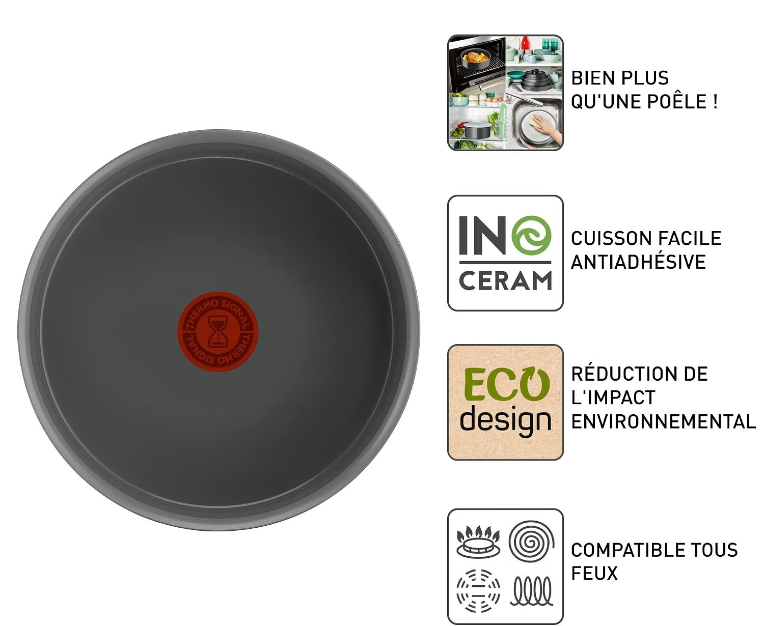 Tefal Ingenio Renew L2602802 - Casserole Céramique 16 cm 1,8 L Induction