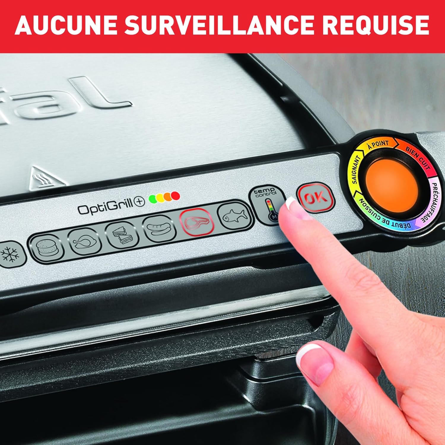 Tefal OptiGrill+ GC712D12 - Grill Électrique Inox 6 Programmes