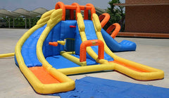 Happy Hop Mini Water Park 9045 - Château Gonflable Aquatique avec Toboggan et Souffleur Inclus