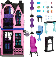 Monster High Hôtel Bouh-Tique, Maison de poupée Pliable avec Surprises effrayantes dans Chaque Chambre et Plus de 13 éléments Dont Meubles et Accessoires , JBF16
