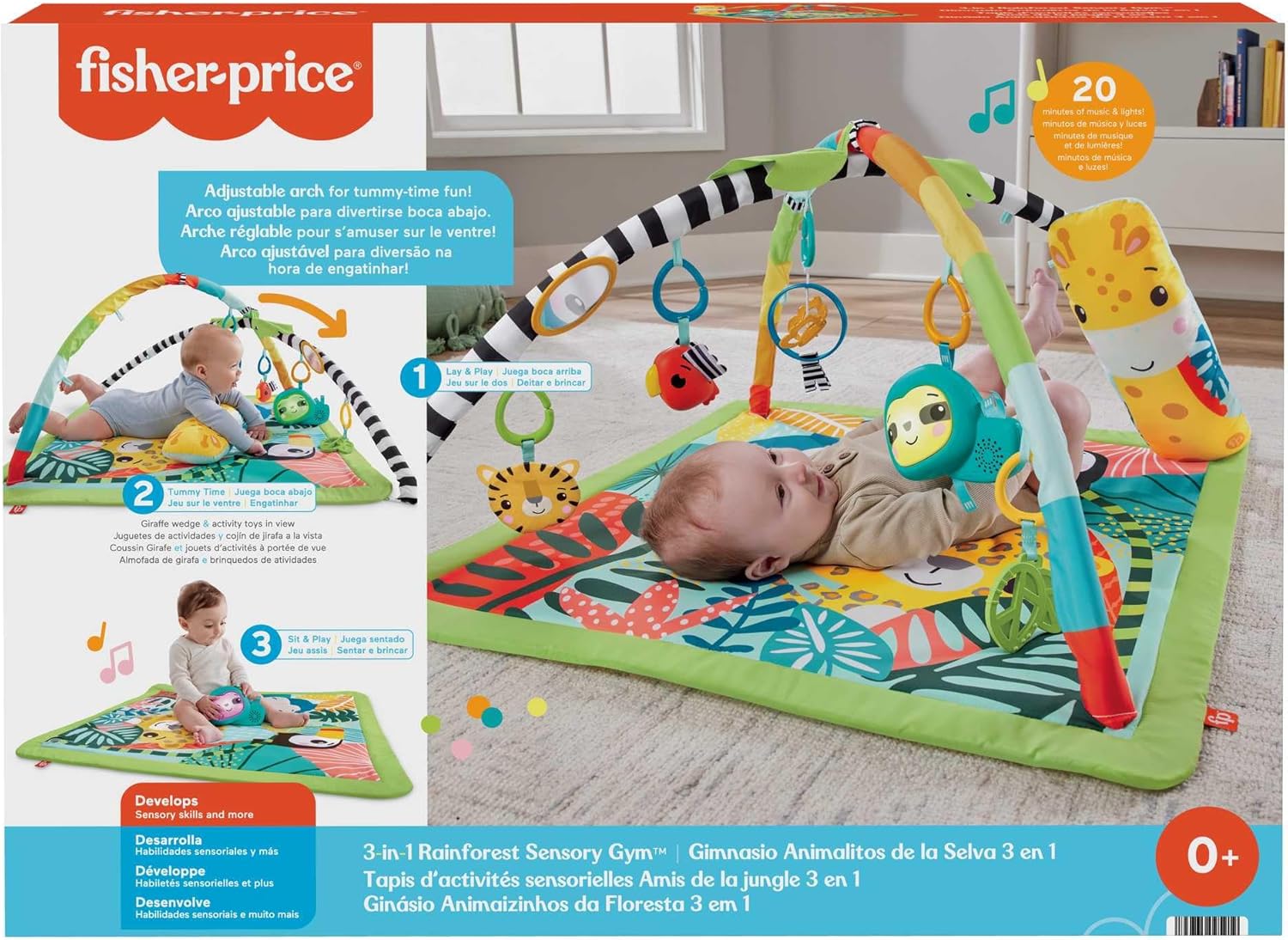 Fisher-Price Tapis de jeu 3-en-1 sur le thème de la jungle HJW08