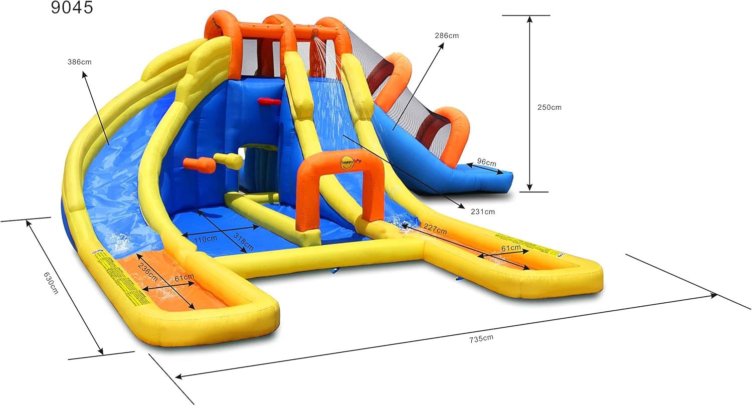 Happy Hop Mini Water Park 9045 - Château Gonflable Aquatique avec Toboggan et Souffleur Inclus