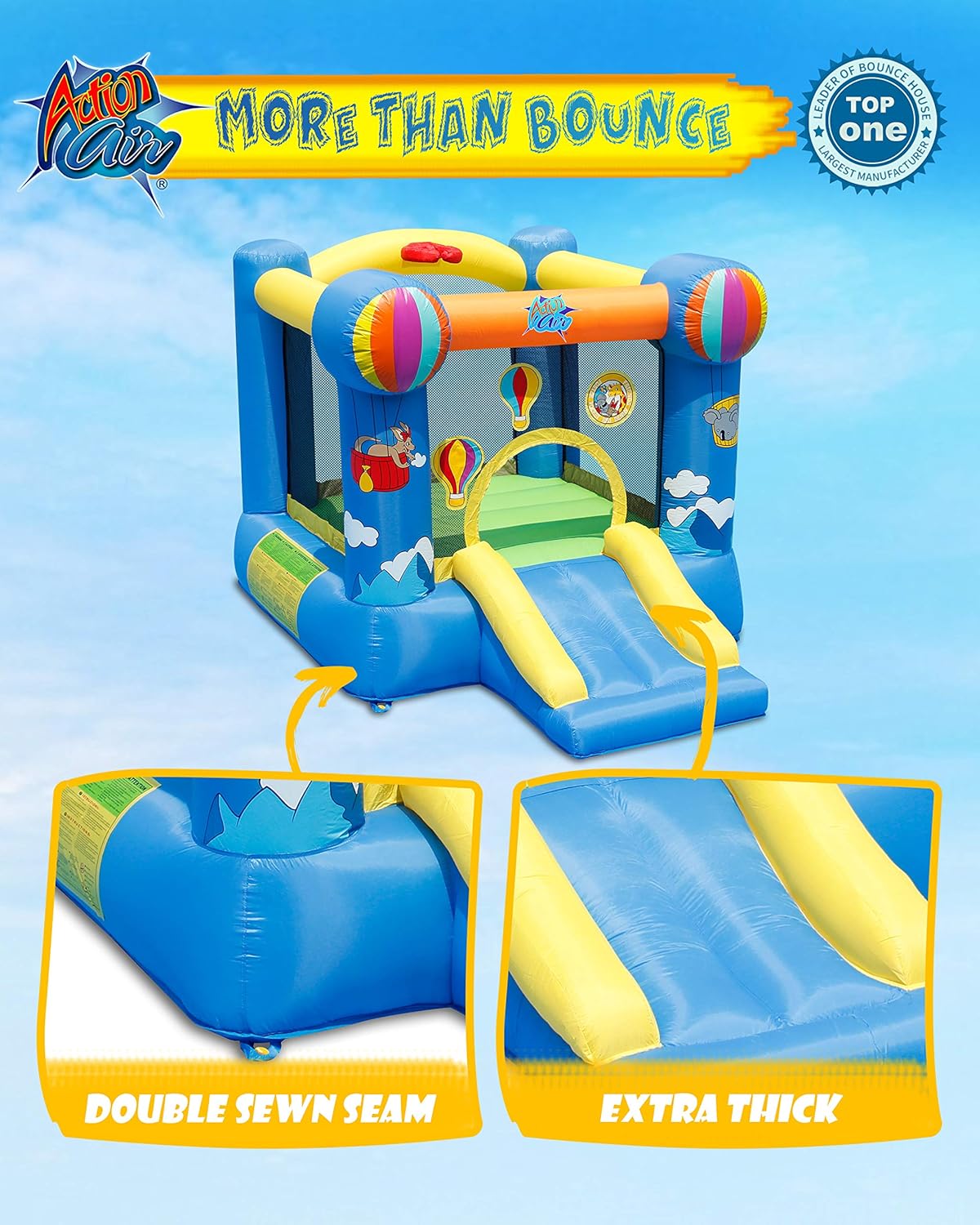 Happy Hop 9070N Action Air Balloon - Château Gonflable avec Toboggan et Souffleur Inclus
