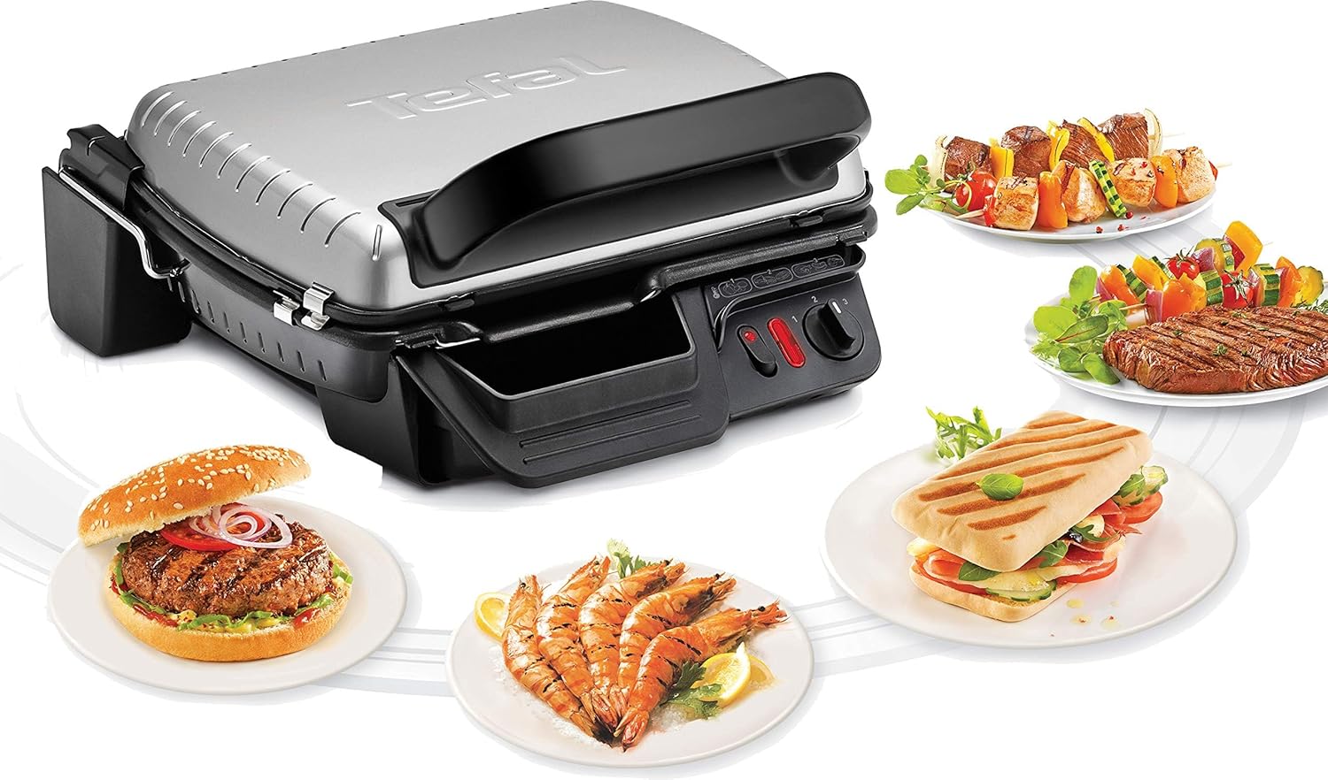 Tefal UltraCompact 600 GC306012 - Grill Électrique XL 3-en-1 Thermostat Réglable