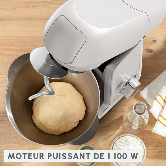 Moulinex Bake Partner, Kitchen Machine, puissant pétrisseur planétaire de 1100 W, performance durable, kit d'accessoires BakeGood, QA521B25