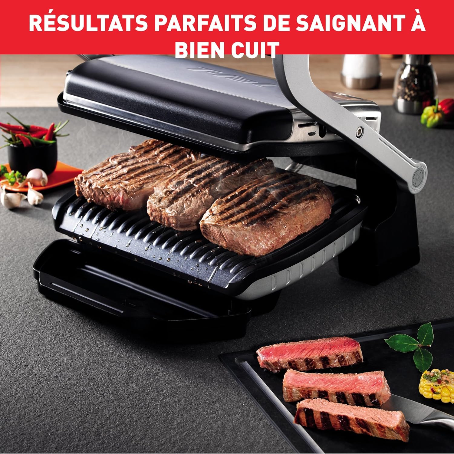 Tefal OptiGrill+ GC712D12 - Grill Électrique Inox 6 Programmes