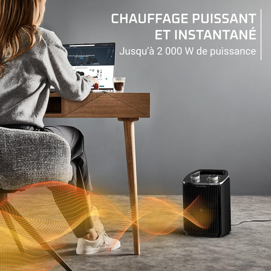 Rowenta Intense Comfort Radiateur d’appoint 2000 W, Chauffage rapide jusqu’à 35 m², Mode Éco 1000 W, Silencieux 29 dB, Température réglable, Sécurité anti-surchauffe, SO2350F0