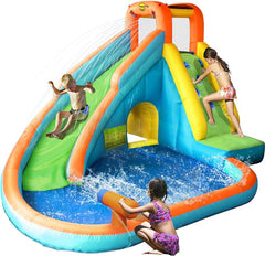 Toboggan aquatique gonflable Happy Hop avec piscine et canon à eau 9117n
