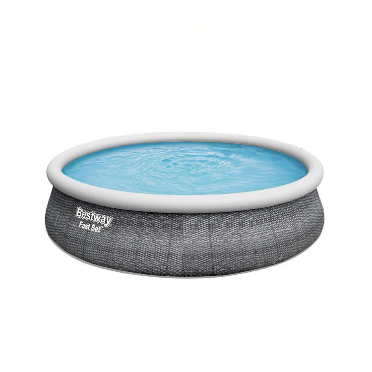 Bestway Fast Set echelle, filtre et piscine hors-sol ronde aspect rotin Ø 4.57 x 1.07 m
