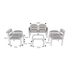 Salon de jardin Portofino Grand Soleil – Canapé, 2 fauteuils et table basse – Blanc