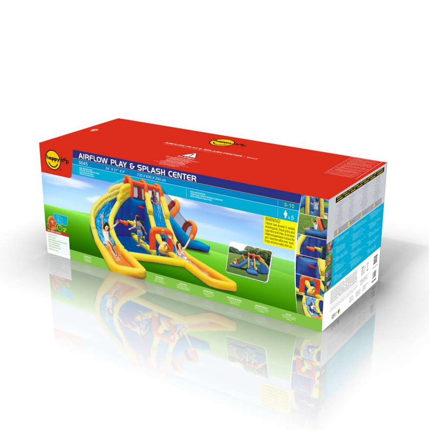 Happy Hop Mini Water Park 9045 - Château Gonflable Aquatique avec Toboggan et Souffleur Inclus