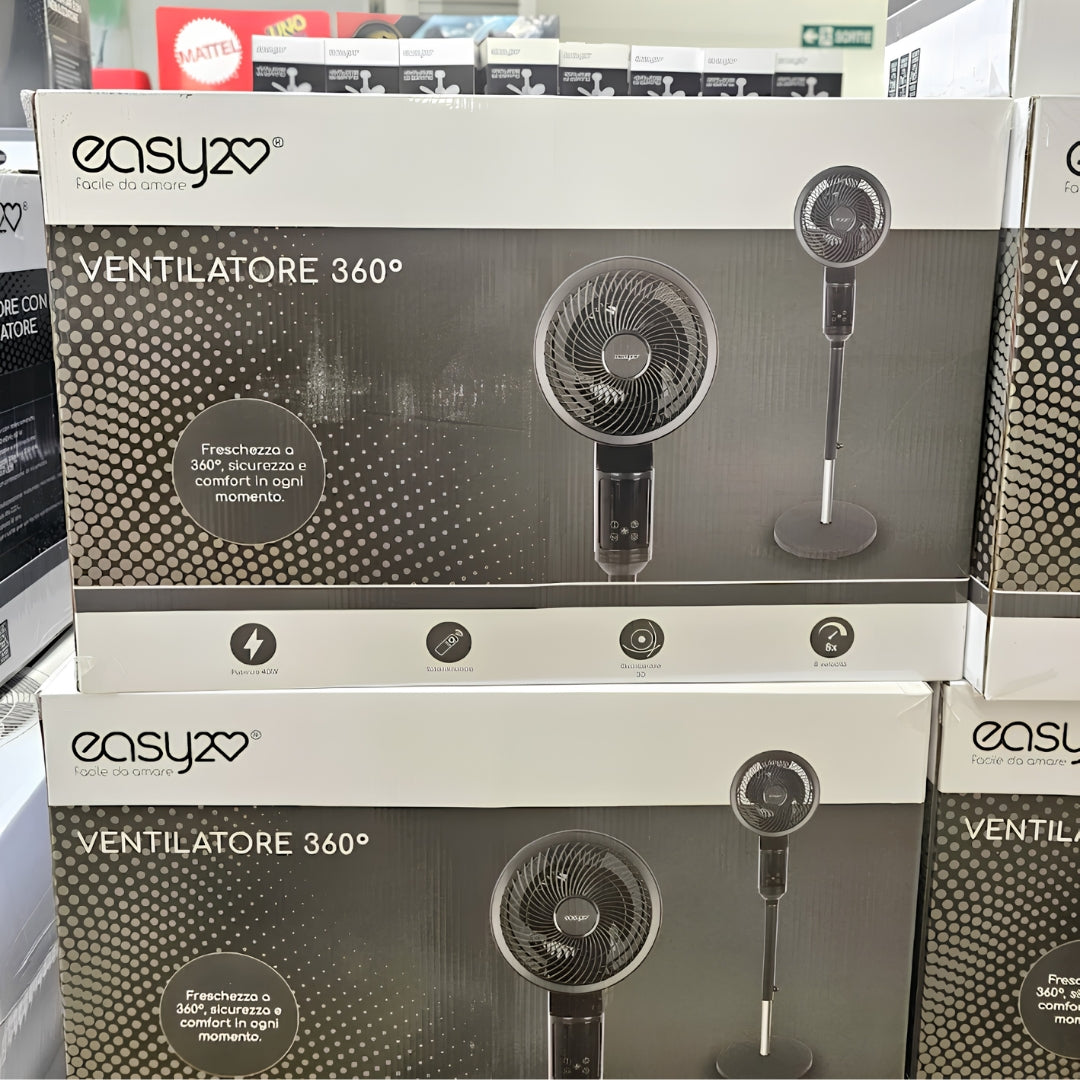 Easy2Love Ventilateur 360° sur Pied 40W - Oscillation 3D - Télécommande
