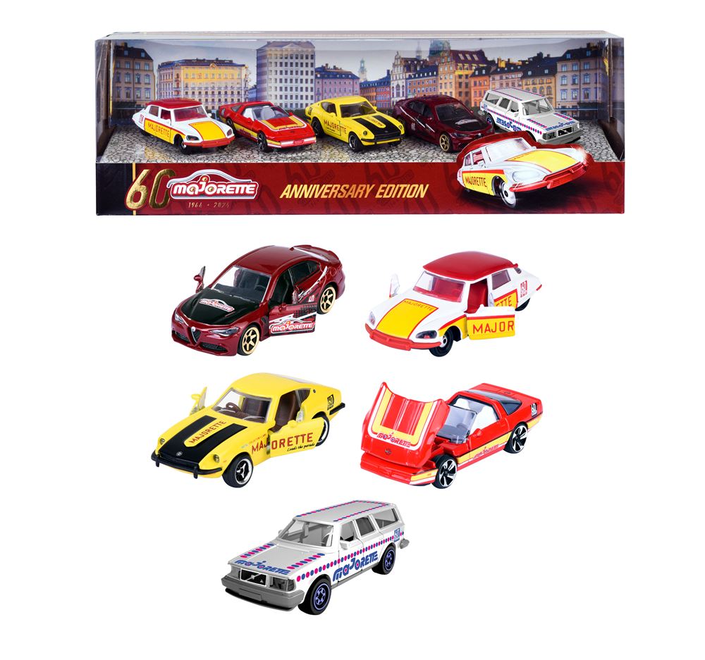 Majorette 60 Ans 212054101 - Coffret 5 Voitures Miniatures Métal Édition Anniversaire