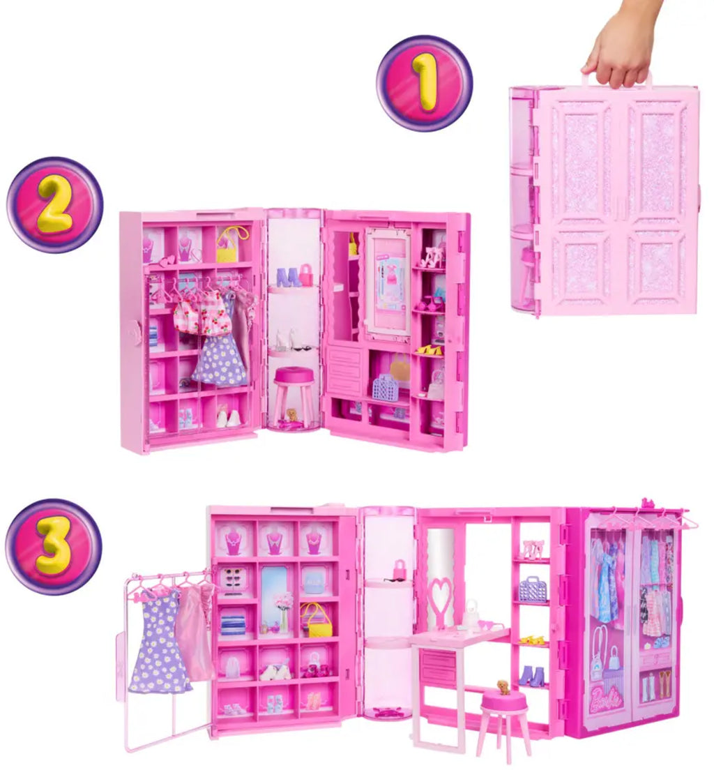 Barbie Dream Closet HXD58 - Dressing avec Poupée et Plus de 25 Vêtements et Accessoires