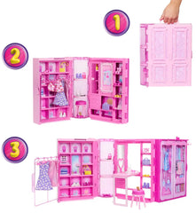 Barbie Dream Closet HXD58 - Dressing avec Poupée et Plus de 25 Vêtements et Accessoires