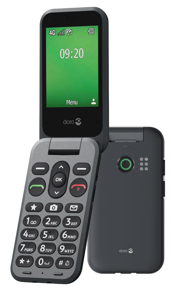 Doro Leva E20 Graphite - Téléphone Portable à Clapet 4G Senior avec Touche SOS