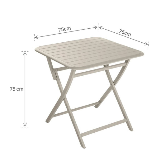 Table de jardin carrée Idaho Naterial en aluminium, 2 personnes