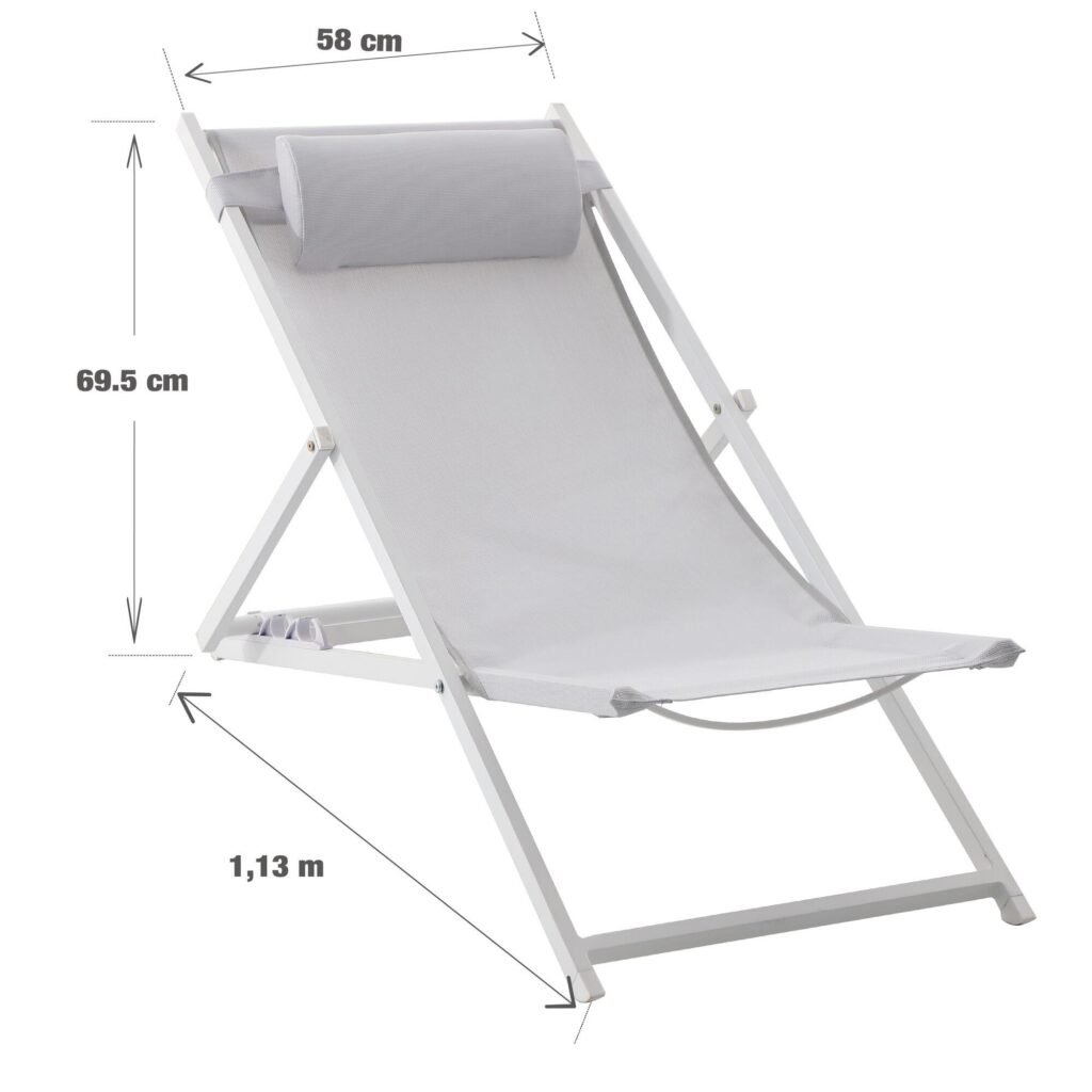 Transat extérieur pliable en aluminium blanc
