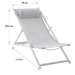 Transat extérieur pliable en aluminium blanc