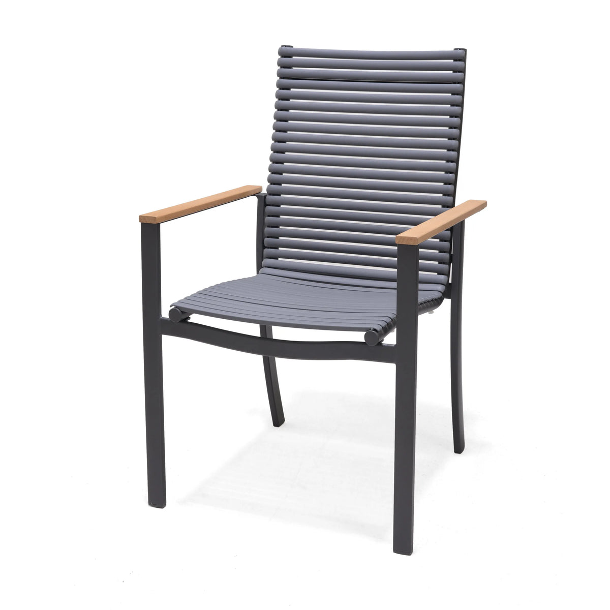 Fauteuil de jardin Dora en aluminium gris anthracite/bois d'eucalyptus