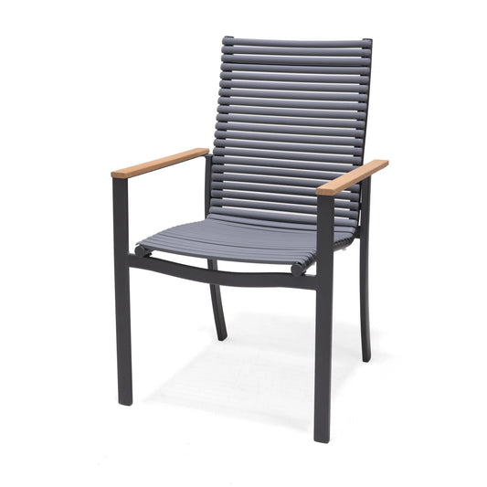 Fauteuil de jardin Dora en aluminium gris anthracite/bois d'eucalyptus